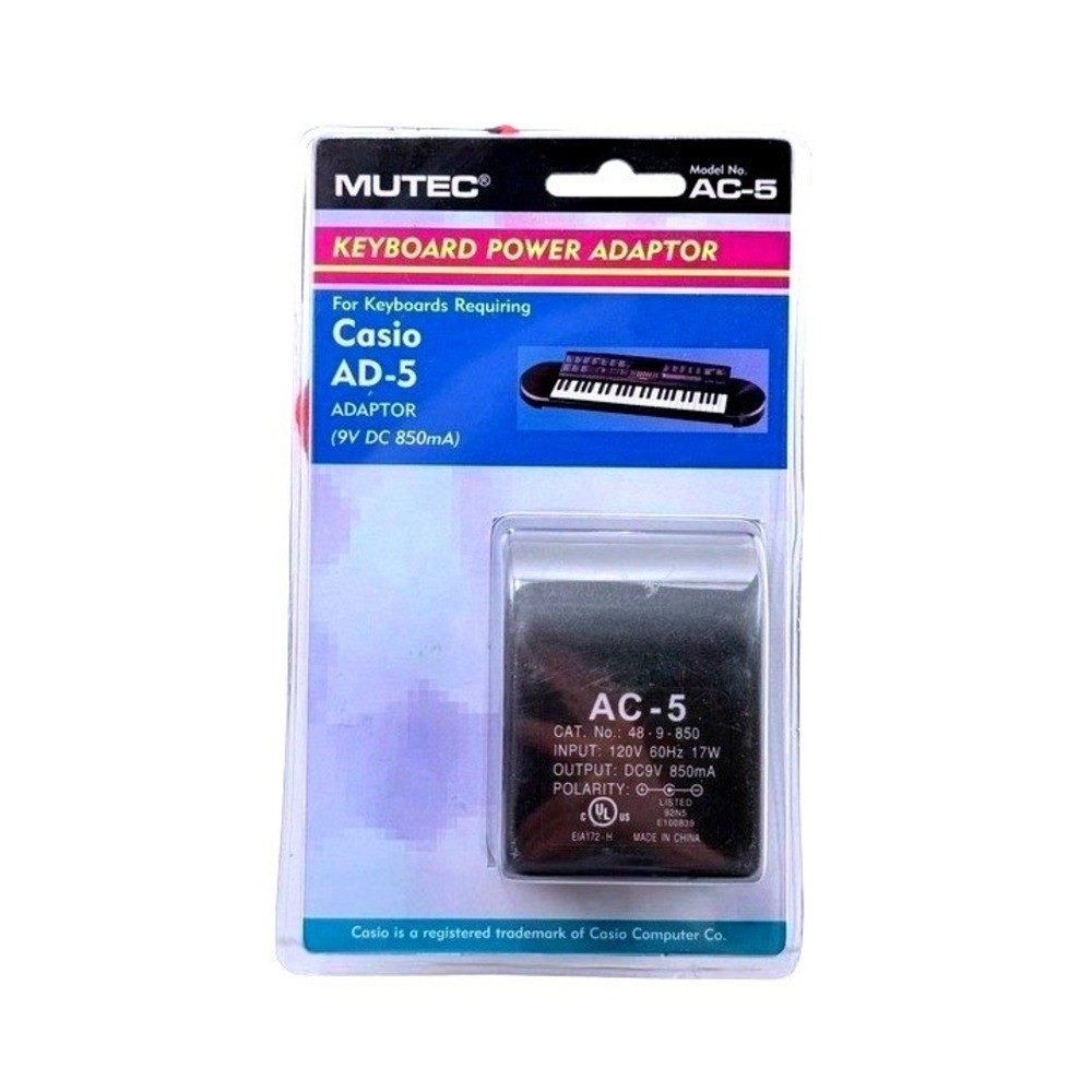 Mutec AC-5 Keyboard Power Adapter Casio AD-5 9V DC 850mA New Sealed